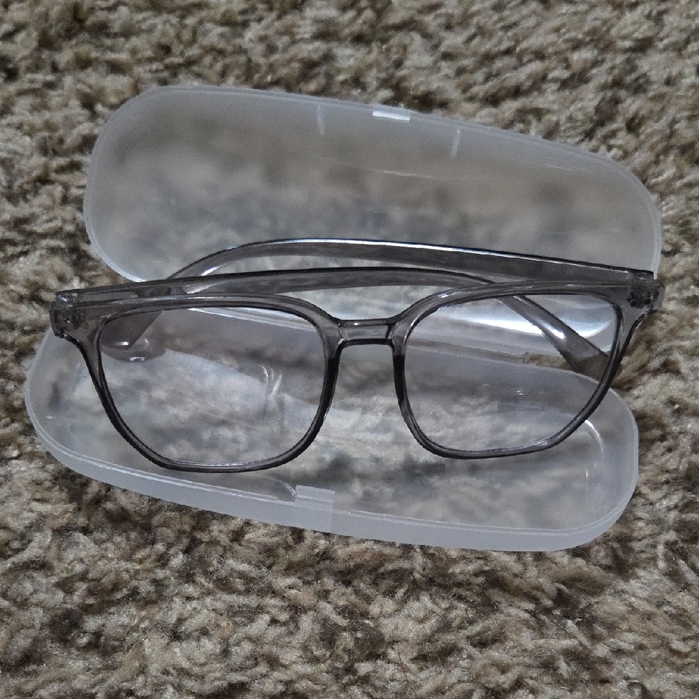 Stylish Gray Eyeglasses with Case